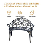 Jardin De Centennial Patio Garden Bench Metal Park Bench Cast Aluminum Outdoor Furniture With Floral Rose For Patio,Park,Lawn,Yard (Copper)