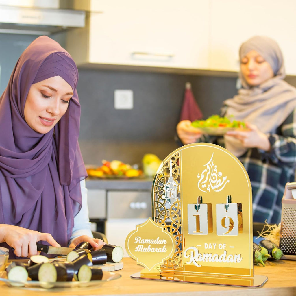 Seahuistar Ramadan Calendar Countdown Advent Calendars, 30 Days Til Eid, Acrylic Lantern Eid Mubarak Ornament Table Decor For Ei