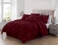 Chezmoi Collection Sydney 7-Piece Pinch Pleat Pintuck Bedding Comforter Set (Queen, Burgundy)
