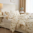 Lifetb Yellow Flower Duvet Cover Set Twin Girls Yellow Floral Duvet Cover Chic Garden Flower Bedding Sets Cotton Botanical Flora