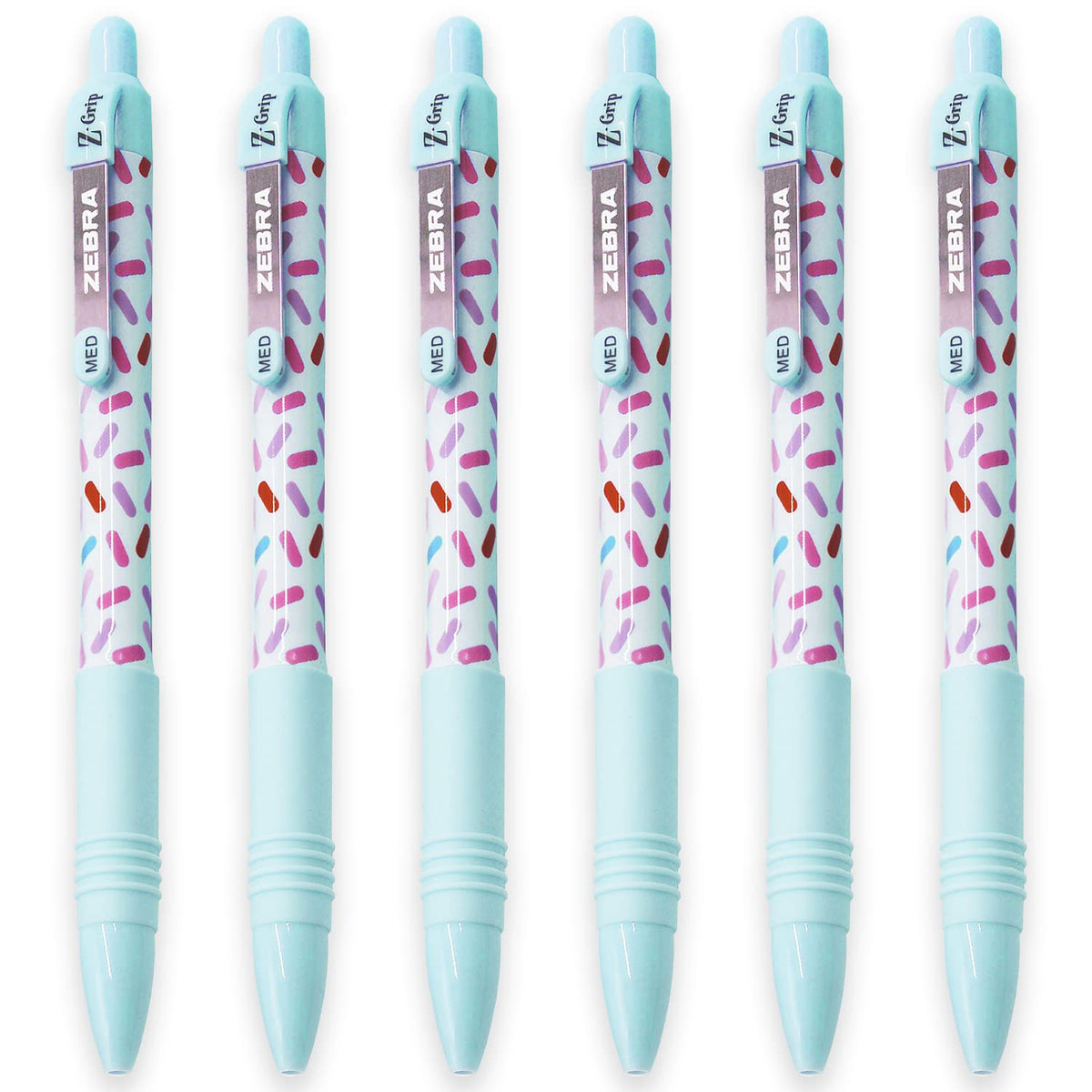 Zebra Z-Grip Smooth - Retractable Ballpoint Pen - Pack Of 6 - Black Ink - Sweetie Blue Barrel Design