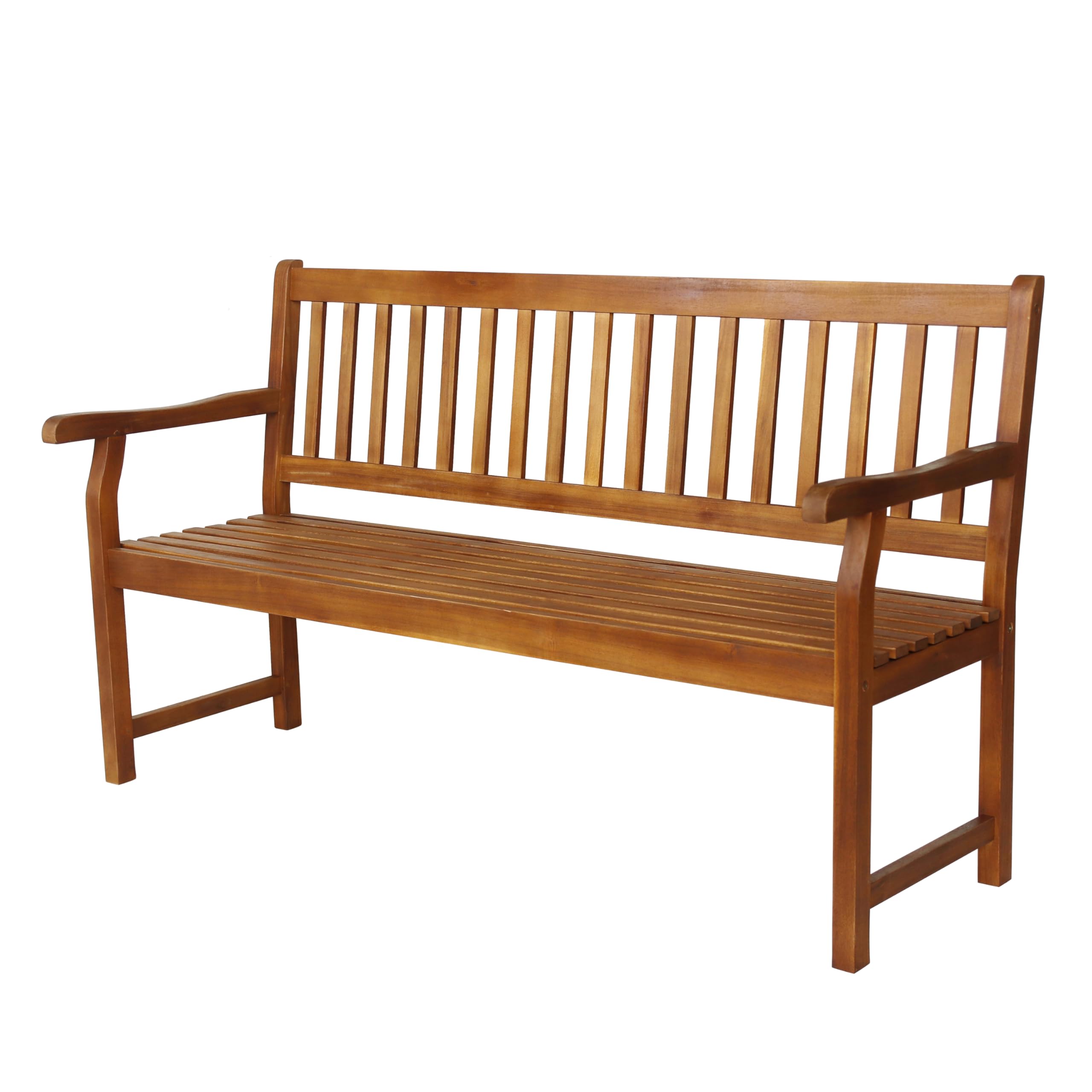 JONATHAN Y BNH101A Laurel 59.1 3-Seat Slat-Back 600-Lbs Support Acacia Wood Outdoor Garden Patio Bench for Garden, Lawn, Backyar