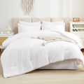 Litanika Comforter King Size Set White - 7 Pieces Bed In A Bag King Beddding Comforter Sets, Plain Lightweight Bed Set With Comf