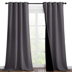 Nicetown 100% Blackout Blinds, Set Of 2, 46' X 102', Laundry Room Decor Window Treatment Curtains For Large Patio Sliding Door, Thermal Insulated Grey Curtains For Bedroom
