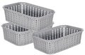 Kuber Industries Multiuses Small M 15 Plastic Tray/Basket/Organizer Without Lid Pack Of 3 (Grey) 46Km0121