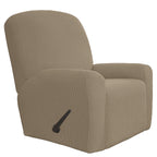 Easy-Going 4 Pieces Oversized Recliner Stretch Sofa Slipcover Sofa Cover Furniture Protector Couch Soft With Elastic Bottom Polyester Spandex Jacquard Fabric Small Checks Natural