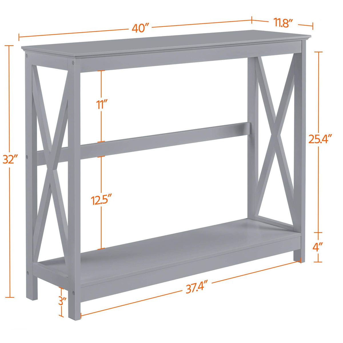 Yaheetech Console Table For Entryway, 2 Tier Narrow Sofa Table Bookshelf Accent Tables W/Storage Shelf, Living Room Entry Hall Foyer Tables Furniture, Grey