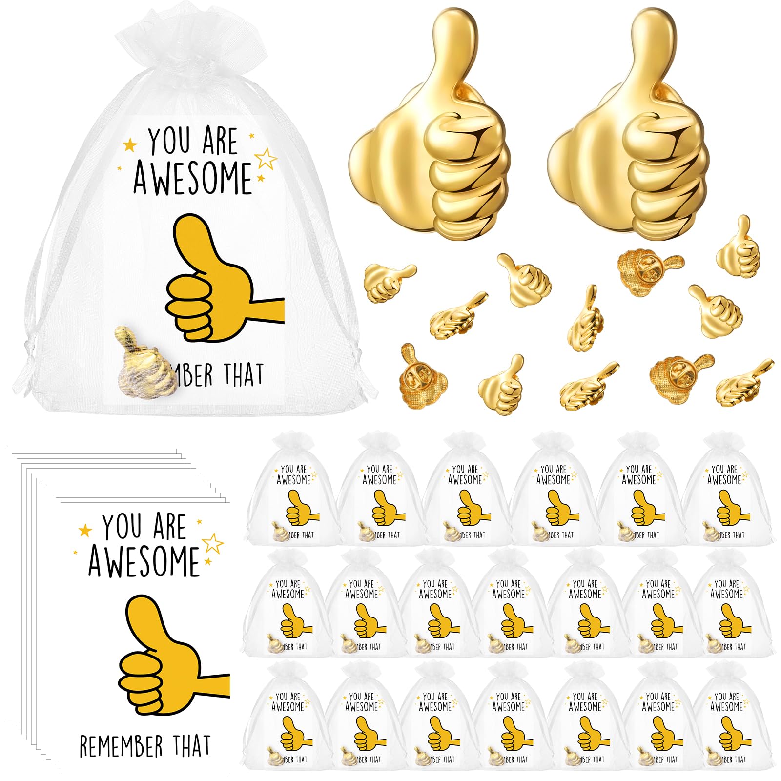 Tondiamo 100 Sets Employee Appreciation Gift Bulk Inspirational Thumbs up Pin Nurse Practitioner Christmas Office Gift for Cowor