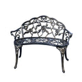 Jardin De Centennial Patio Garden Bench Metal Park Bench Cast Aluminum Outdoor Furniture With Floral Rose For Patio,Park,Lawn,Yard (Copper)