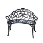 Jardin De Centennial Patio Garden Bench Metal Park Bench Cast Aluminum Outdoor Furniture With Floral Rose For Patio,Park,Lawn,Yard (Copper)