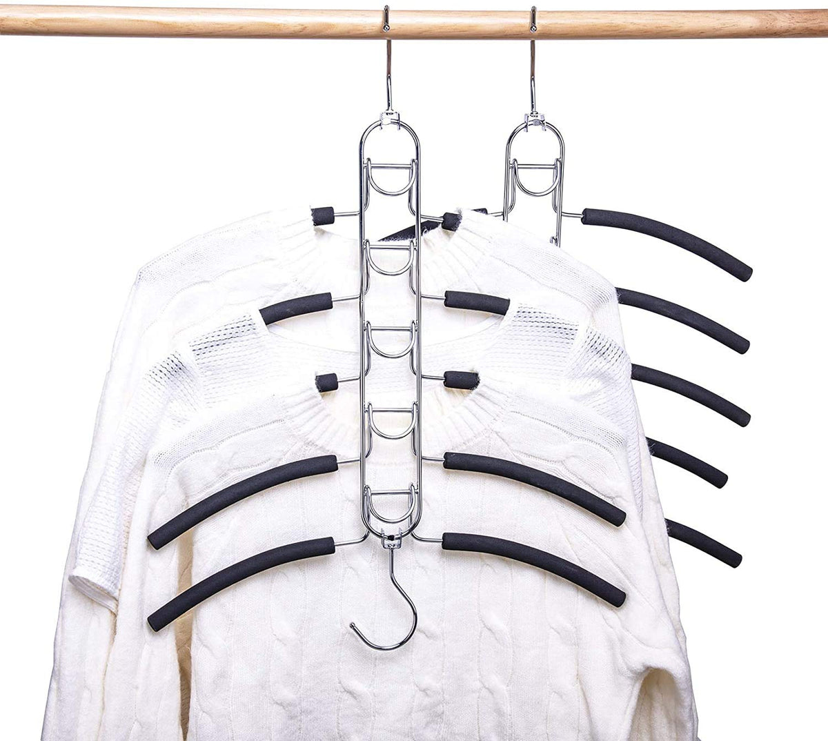 Nature Smile 4 Pack 5 in 1 Anti Slip Clothes Hangers,Space Saver Magic Metal Hangers,Multi Layers Wardrobe Clothes Rack,Heavy Du