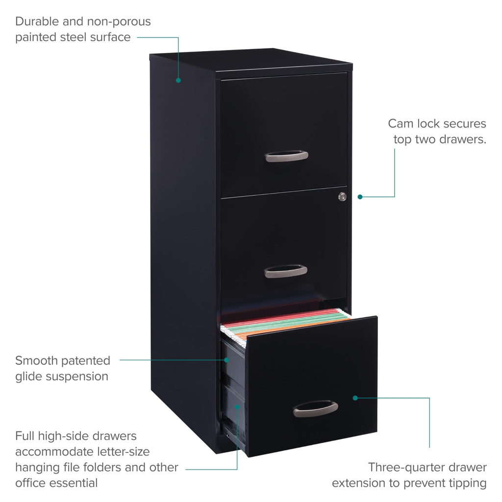 Lorell Soho 18' 3-Drawer Vertical File