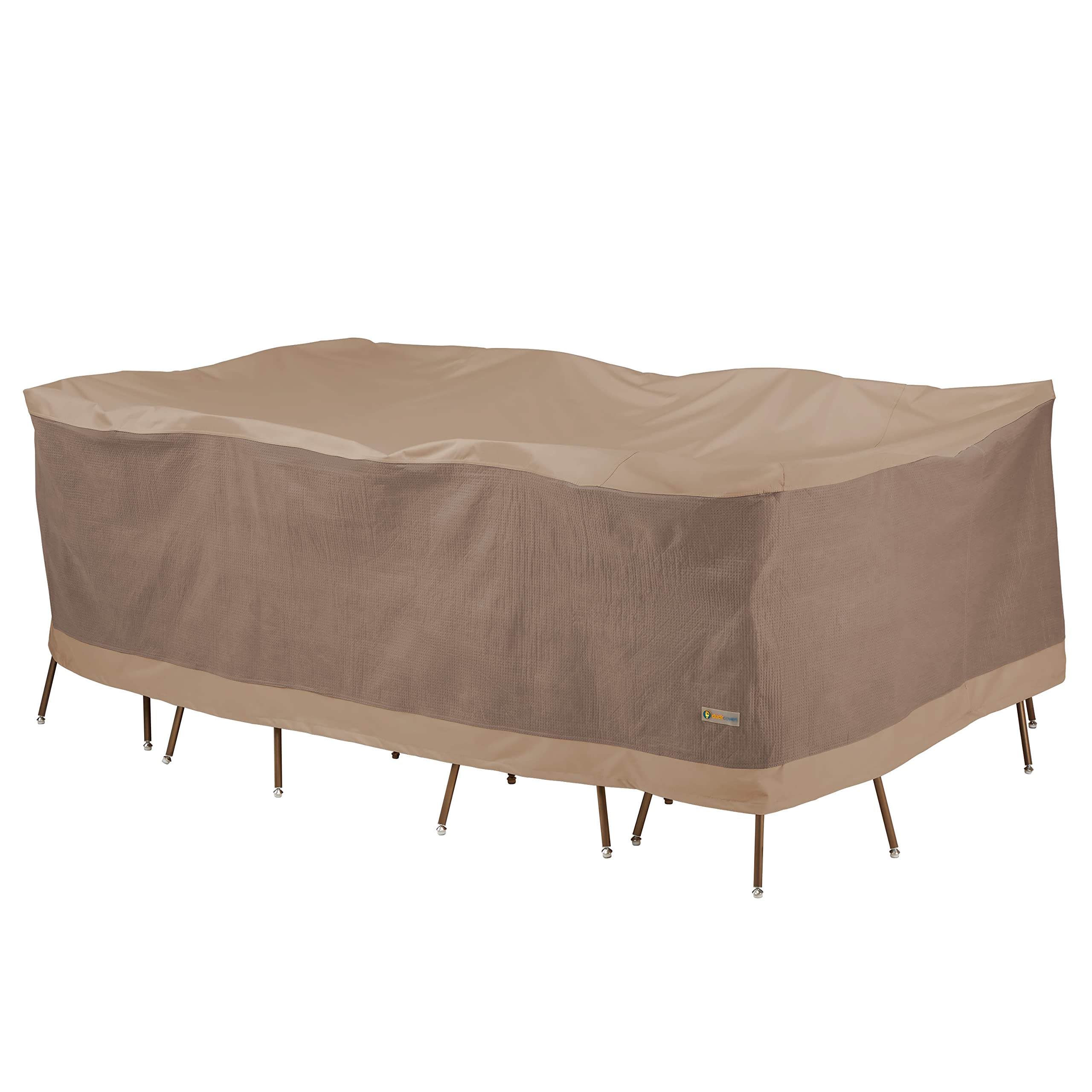 Duck Covers Elegant Waterproof 96 Inch Rectangular/Oval Patio Table & Chair Set Cover, Outdoor Table Cover