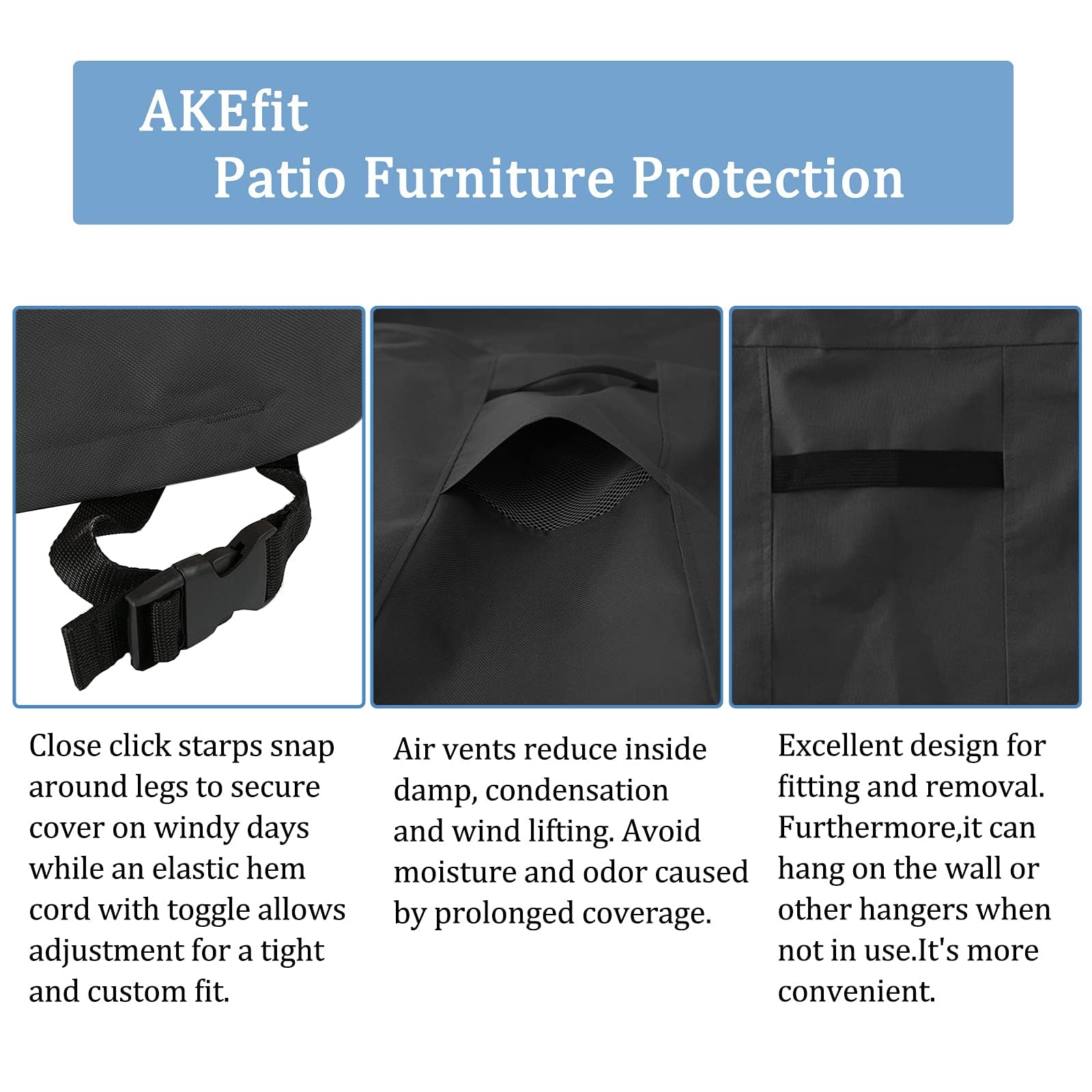 Akefit Patio Furniture Set Cover 500D Outdoor Sectional Covers,Outdoor Table Sofa Set Covers Waterproof Resistant Large Outdoor Furniture Set Covers,98' L X 78' W X 28' H,Black