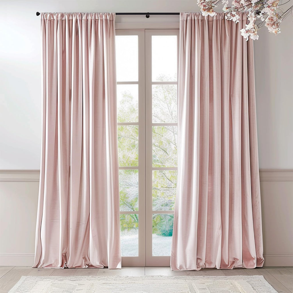 Lazzzy Pink Velvet Curtains Room Darkening Thermal Insulated Curtains 84 Inch Long Window Drapes For Bedroom Living Room Super Soft Luxury Rod Pocket Window Treatment, 2 Panels