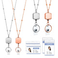 Vzrflee Retractable Badge Reel Lanyard With Id Holders, 2 Piece Lanyards For Id Badges With 4 Badge Holders Beaded Chain Premium
