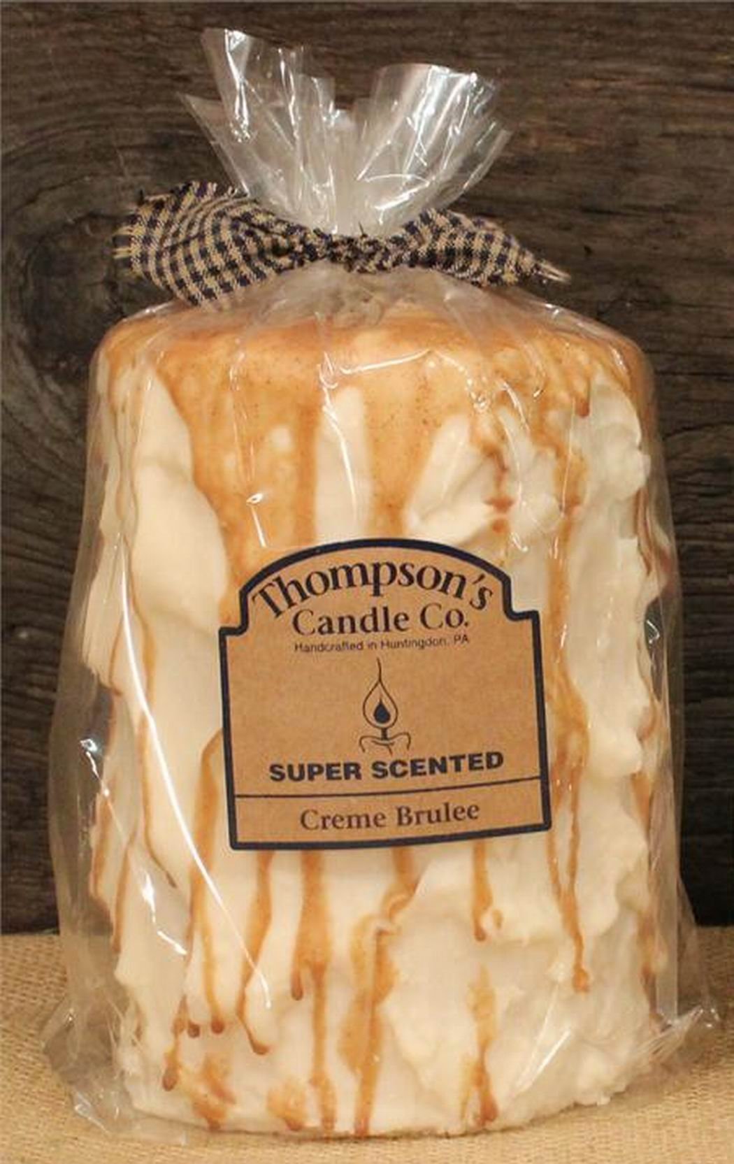 Thompsons Candle Co Super Scented LG (44 oz) Pillar 200 Hrs Creme Brulee