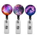 Retractable Badge Holders, Cute Nursing Badge Reel, Badge Clip Id Card Holders (3Pack Pretty Starry Sky)