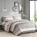 Madison Park Essentials Queen Comforter Set, Bed in A Bag Comforter & Sheet Set, Modern Casual Stripes Print, All Seasons, Soft 