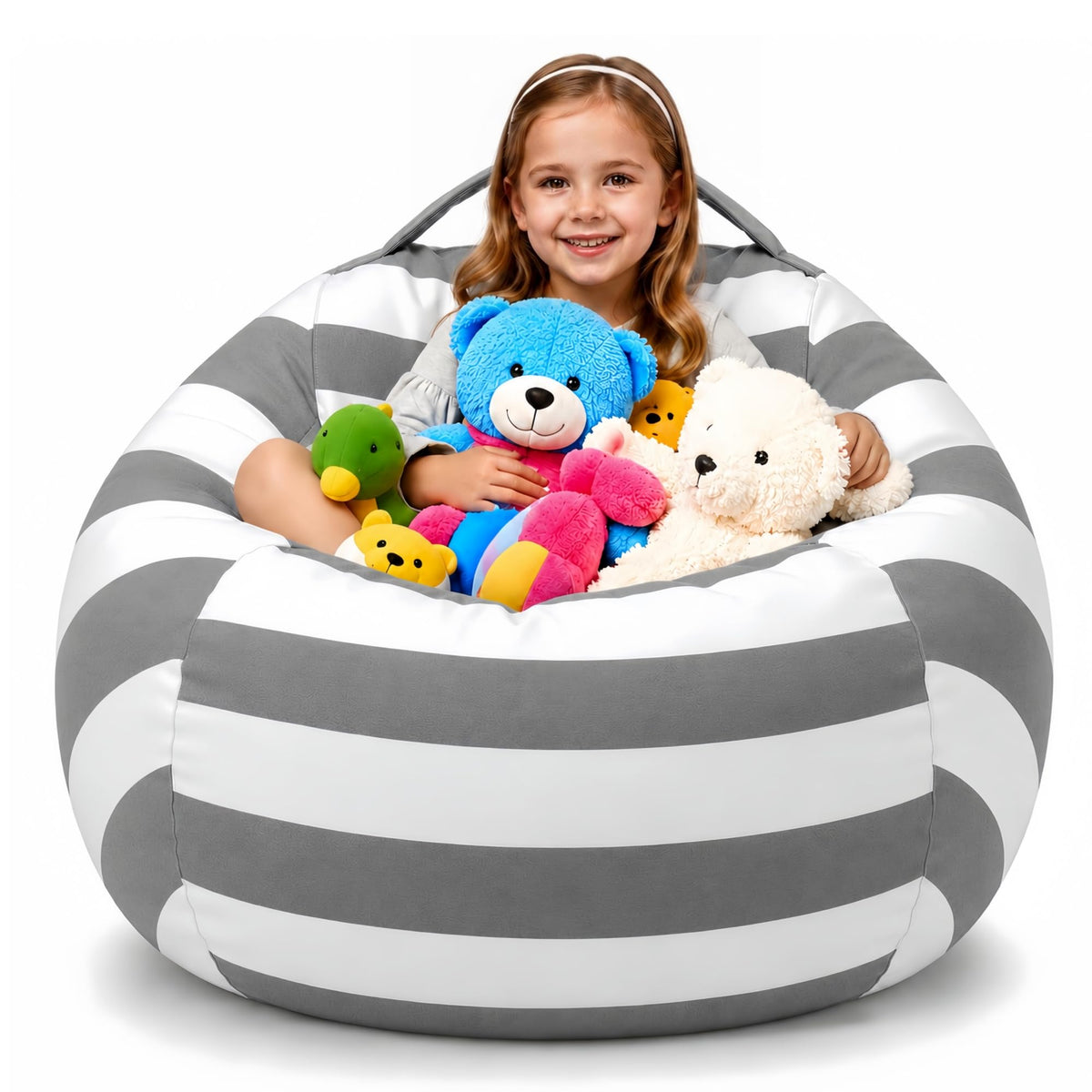 Amzlink Stuffed Animal Storage Bean Bag Chair Cover for Kids  Stuffable Zipper Beanbag for Organizing Children Plush Toys, Heav