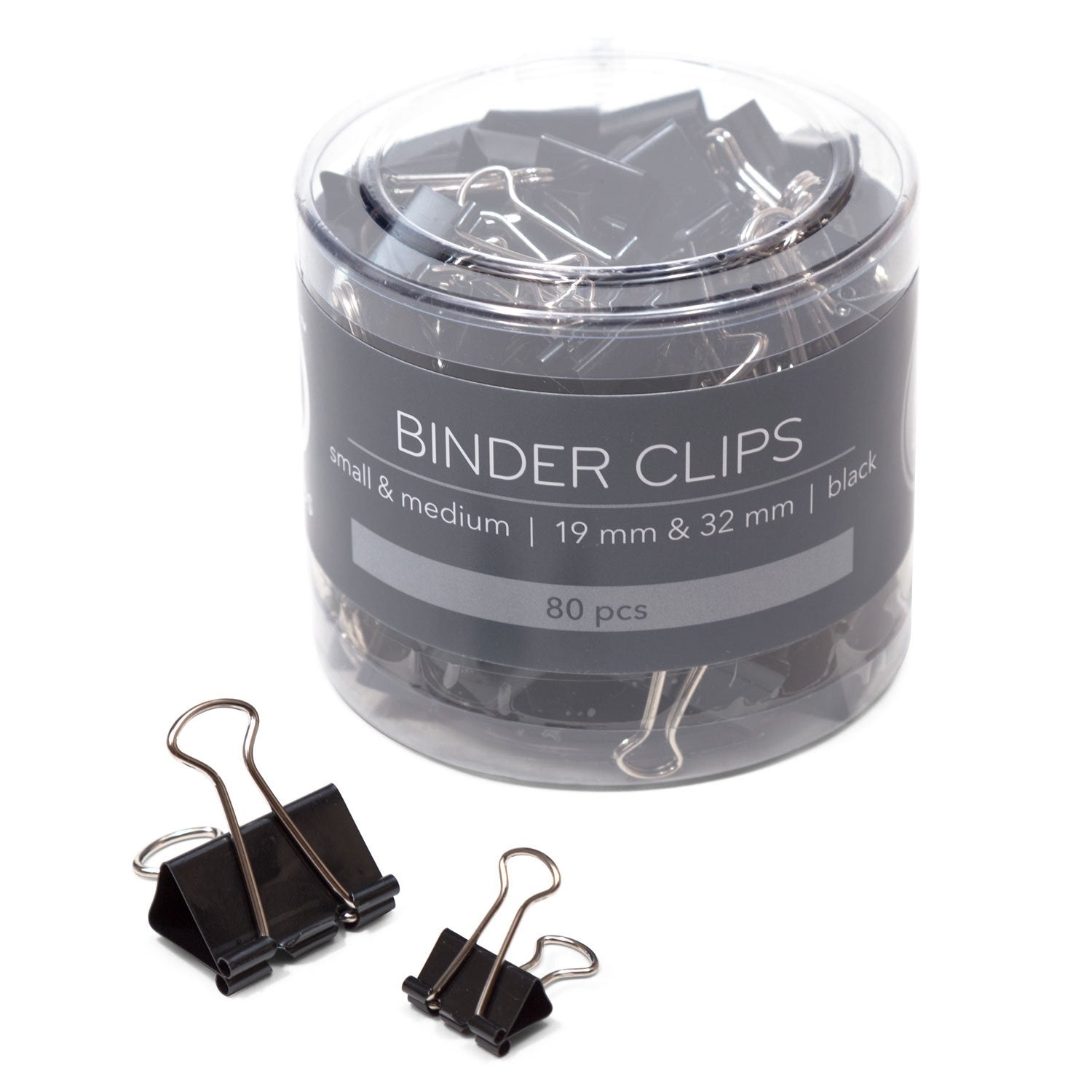 U Brands Binder Clips, Assorted Sizes, Small 3/4-Inch Width And 1/3-Inch Paper Holding Capacity, Medium 1-1/4-Inch Width And 1/2