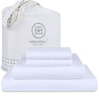 Threadmill 100% Cotton Hypoallergenic/Breathable/Stain-Resistant, 500 Thread Count, Solid 4-Piece Bed Sheet Set (1 Flat, 1 Fitte