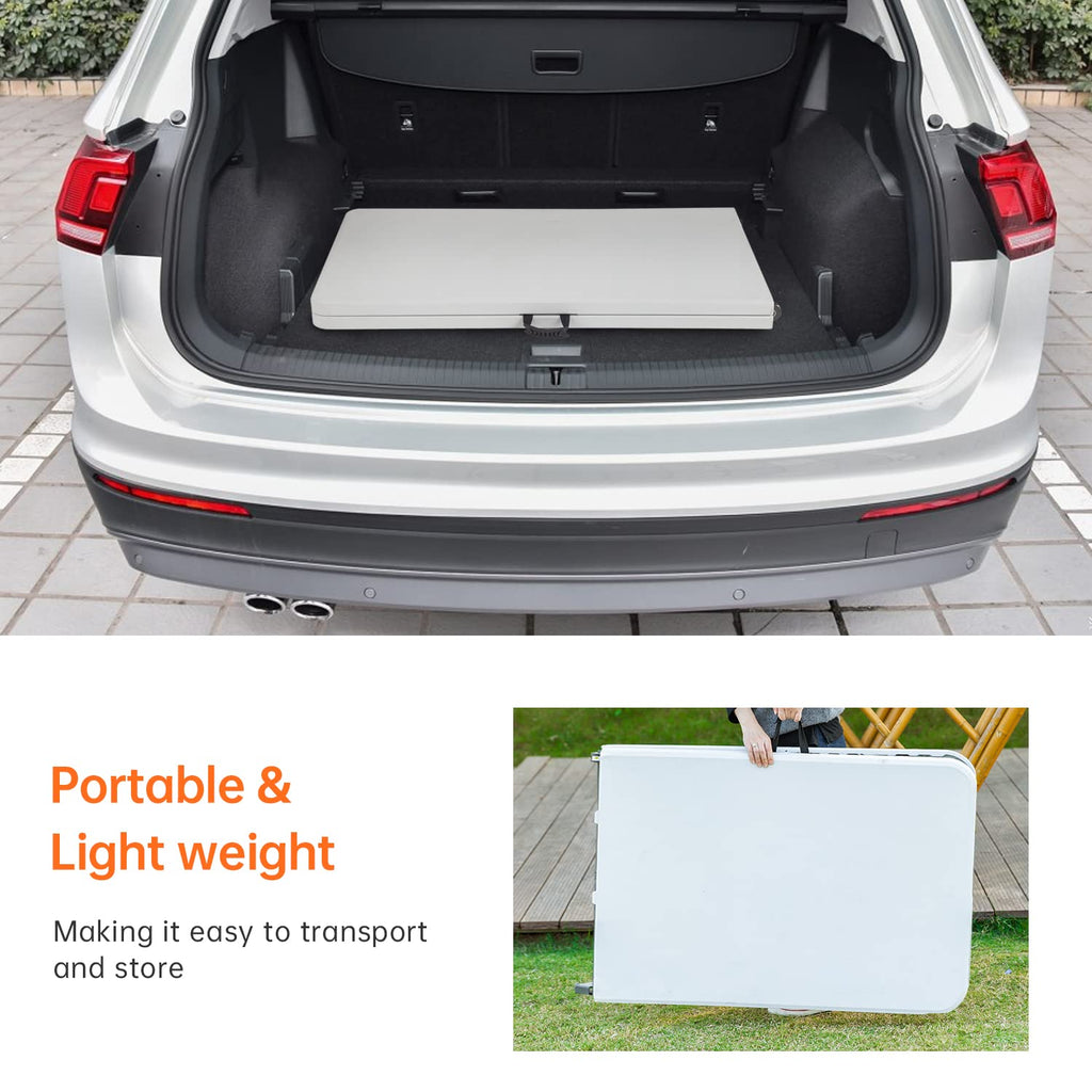 Outdoor Dining Table 8Ft Plastic Camping Table Portable Party Table With Carrying Handle For Parties Wedding Bbq Camping Dining Kitchen