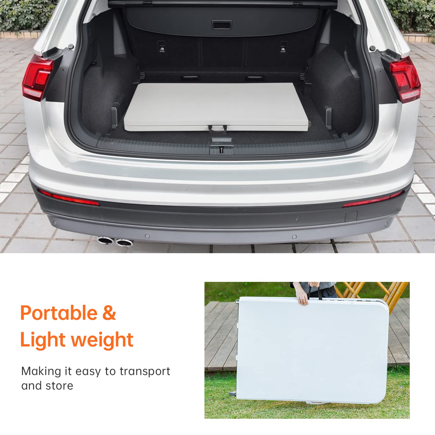 Outdoor Dining Table 8Ft Plastic Camping Table Portable Party Table With Carrying Handle For Parties Wedding Bbq Camping Dining Kitchen