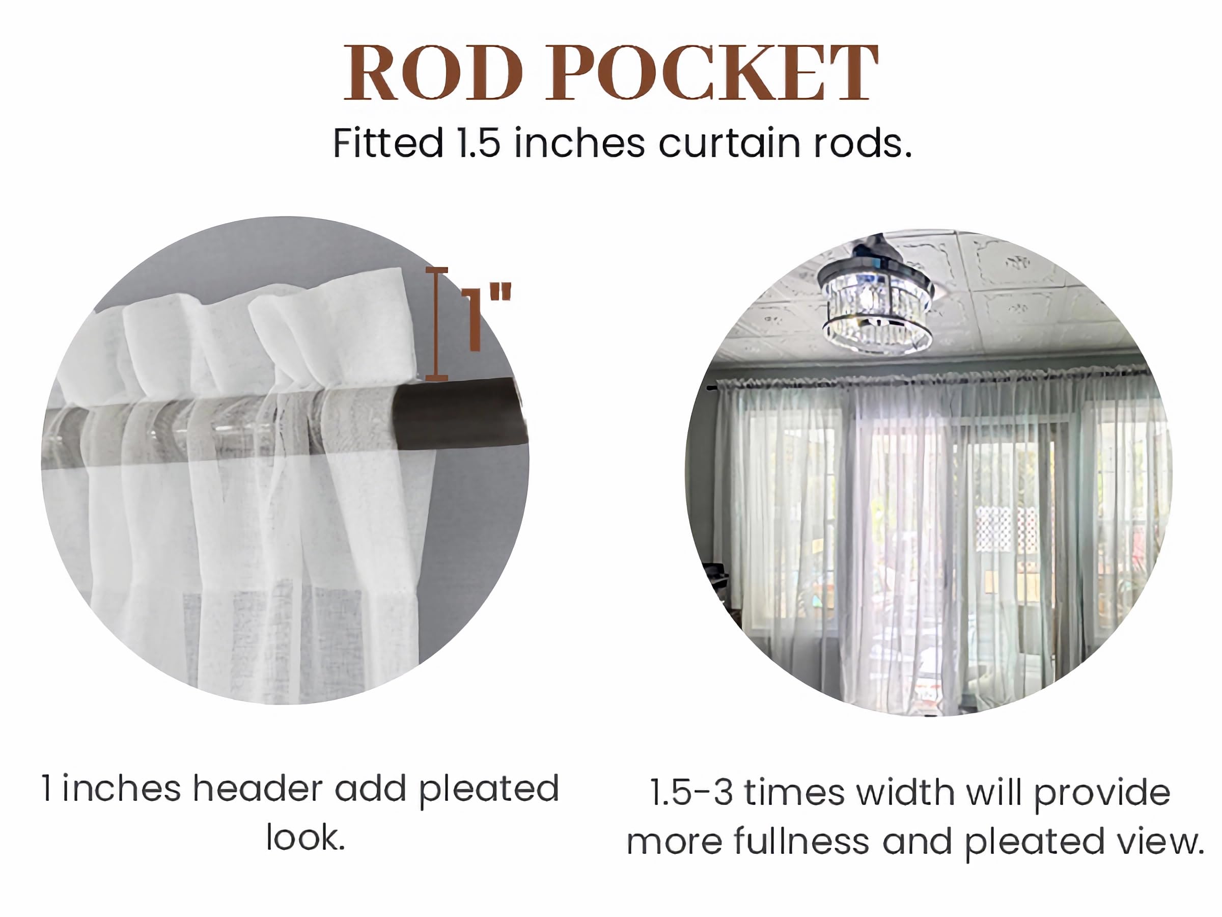 Dreaming Casa Solid Sheer Curtains Draperies White Rod Pocket 2 Panels 72'' W X 102'' L