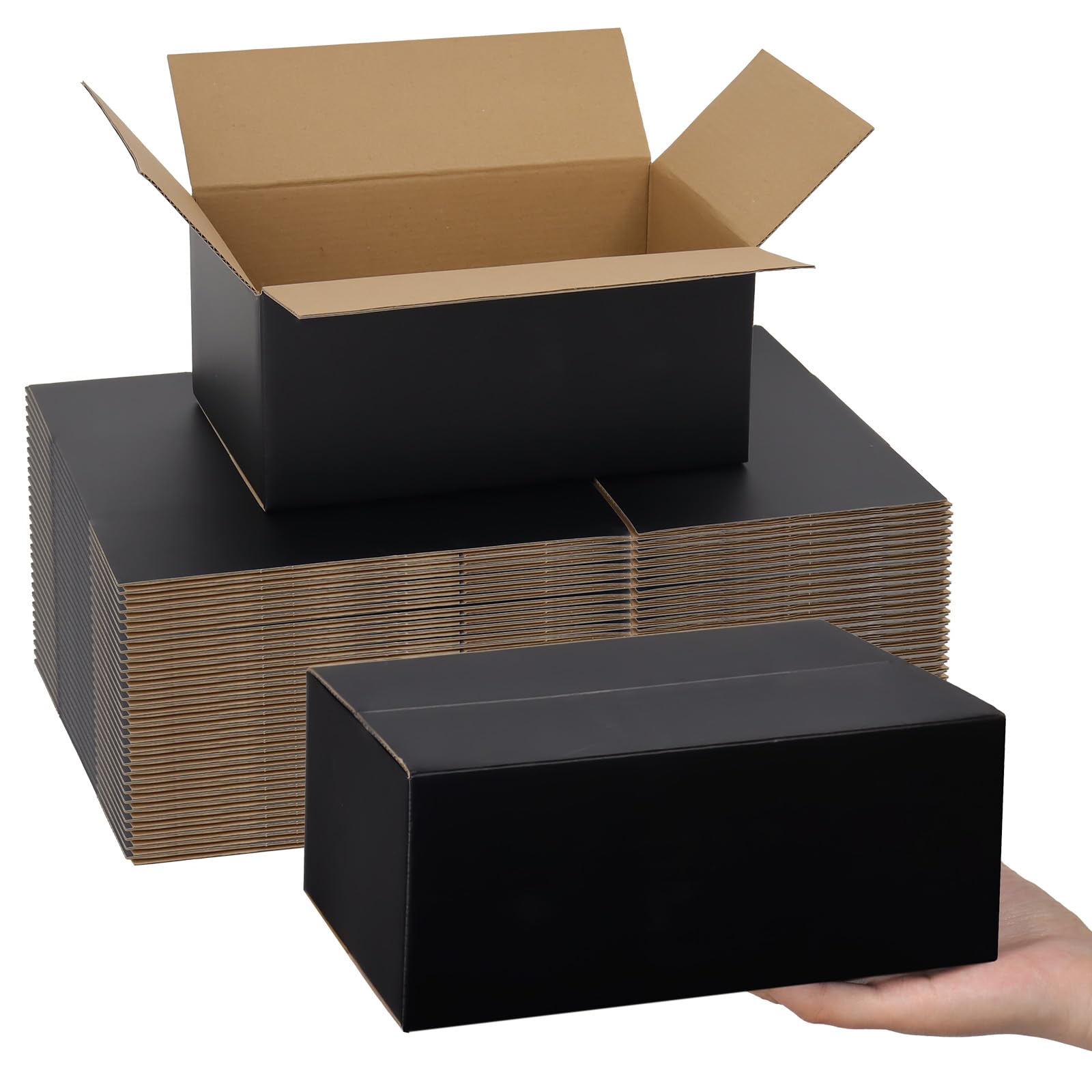Shipping Boxes Medium 9X6X4 Inches, 30 Pack Mailer Packaging Boxes Bulk, Black Corrugated Cardboard Boxes For Small Business Mai