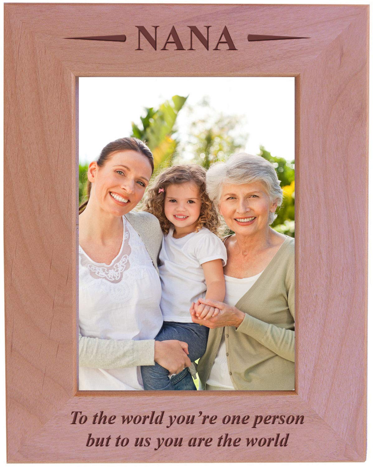 CustomGiftsNow Nana - to The world youre one person but to us You are The world - Engraved Wood Picture Frame (5x7 Vertical)