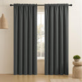 CUCRAF Dark Grey Blackout Curtains 96 inch Length 2 Panels Set, Rod Pocket Room Darkening Drapes for Bedroom Living Room, Insula