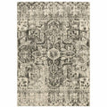 HomeRoots 508844 8 x 11 ft. Gray Ivory & Brown Oriental Power Loom Stain Resistant Rectangle Area Rug