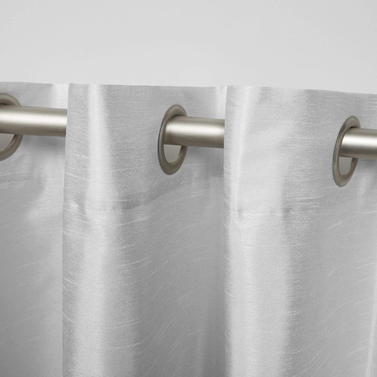 Exclusive Home Chateau Striped Faux Silk Grommet Top Curtain Panel Pair, 54'X96', Navy/Grey