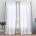Exclusive Home Tassels Embellished Sheer Rod Pocket Curtain Panel Pair, 54''x84'', Black