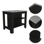 delos Depot E-Shop Kitchen Island, Kitchen Table 35" H, Four Legs, Three Open Storage Shelves