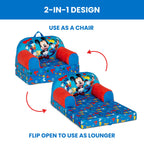 Delta Children Mickey Mouse Cozee Buddy Flip-Out Kids Chair Blue Foam Fabric FC85801MM-1055