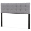 Giantex Linen Upholstered Headboard, Adjustable Width Button Tufted Headboard Only With Solid Wood Legs, Attach Frame, Rectangular Headboard For Queen Full Size Bed, Gray