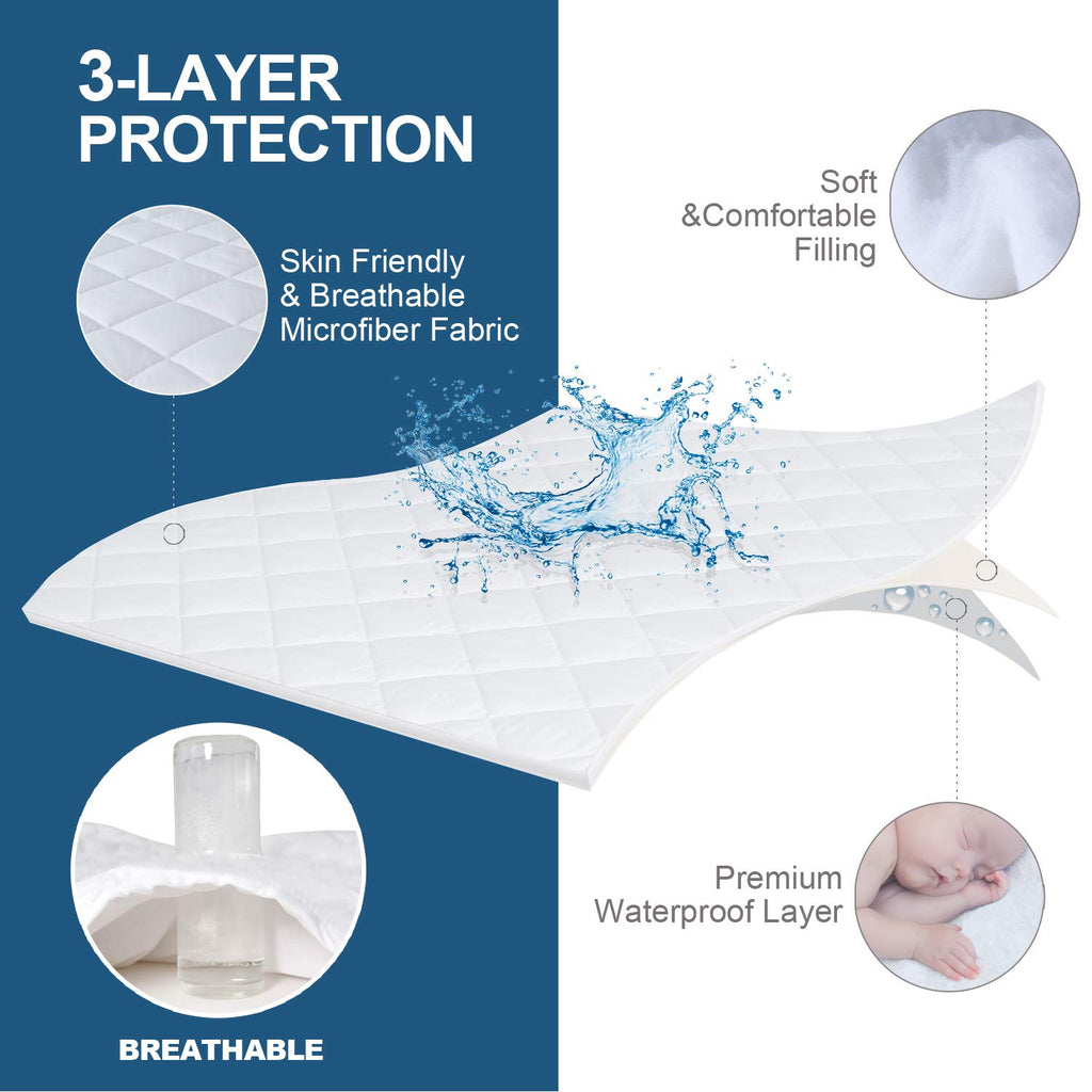 Moonsea Split Top King Mattress Pad Protector, Waterproof, Terry Surface, for Adjustable Beds, 34" Split from Head