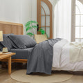 Bestouch Sheet Set 100% Washed Cotton Linen Feel Super Soft Comfortable Chic Lightweight 3 Pcs Home Bedding Set Solid Quiet Shad