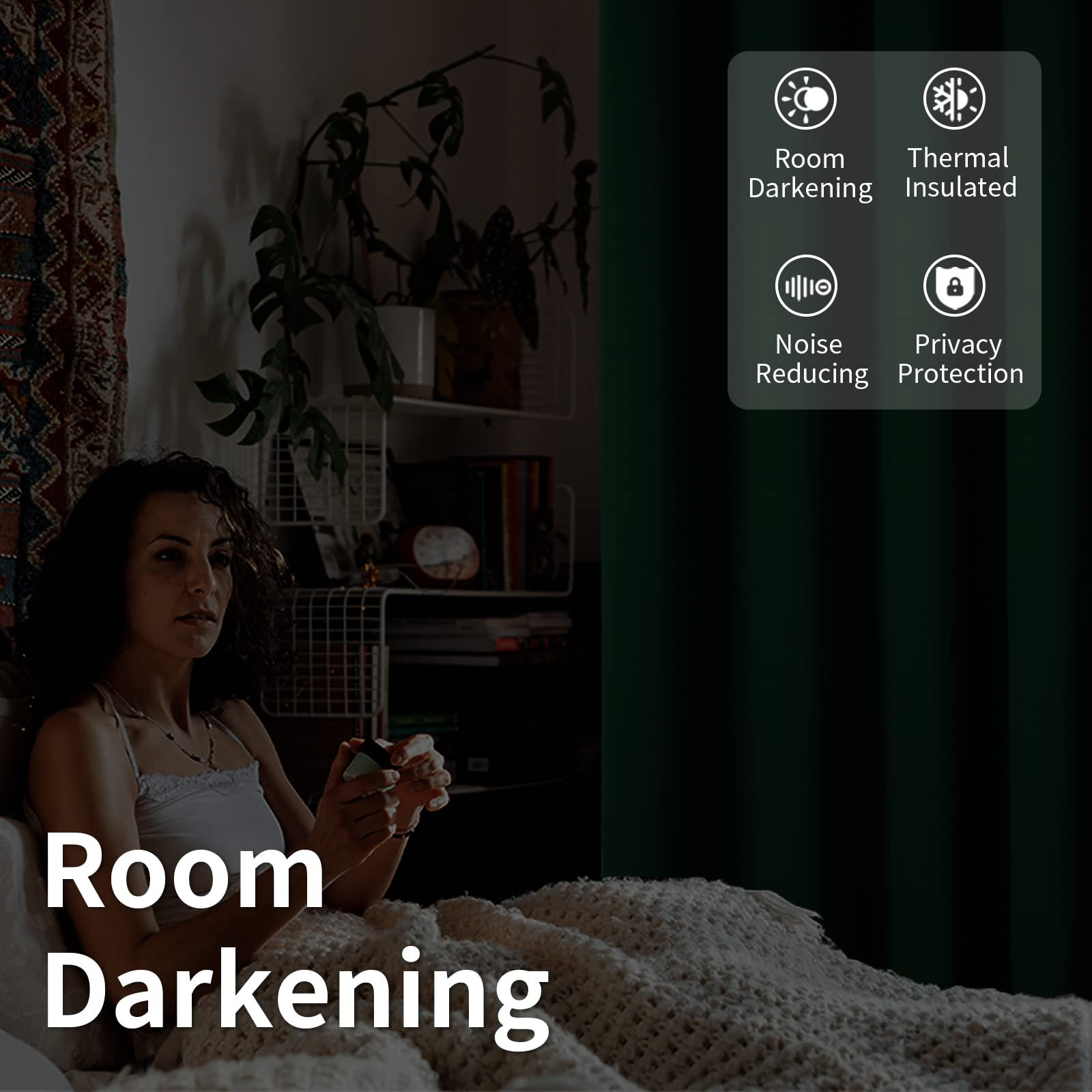 Bgment Christmas Sliding Door Curtain 180 X 96 Inches, Wide Thermal Blackout Curtains Room Darkening Room Divider Window Curtain, 1 Panel, Emerald, 96 Length X Wide 180