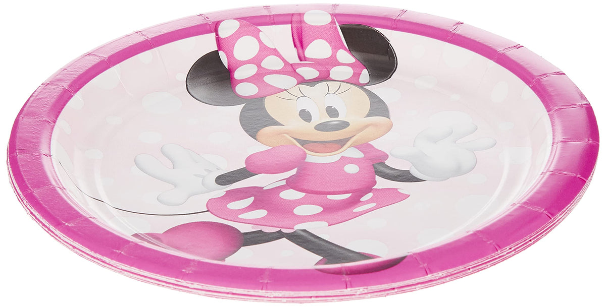 Amscan Minnie Mouse Round Dessert Paper Plates - 7'' | Multicolor | Pack of 8