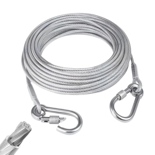 10 Meter Heavy Duty Multipurpose Stainless Steel Clothesline Rope With Safety Hooks | Portable Rustproof Steel Wire Laundry Dryi