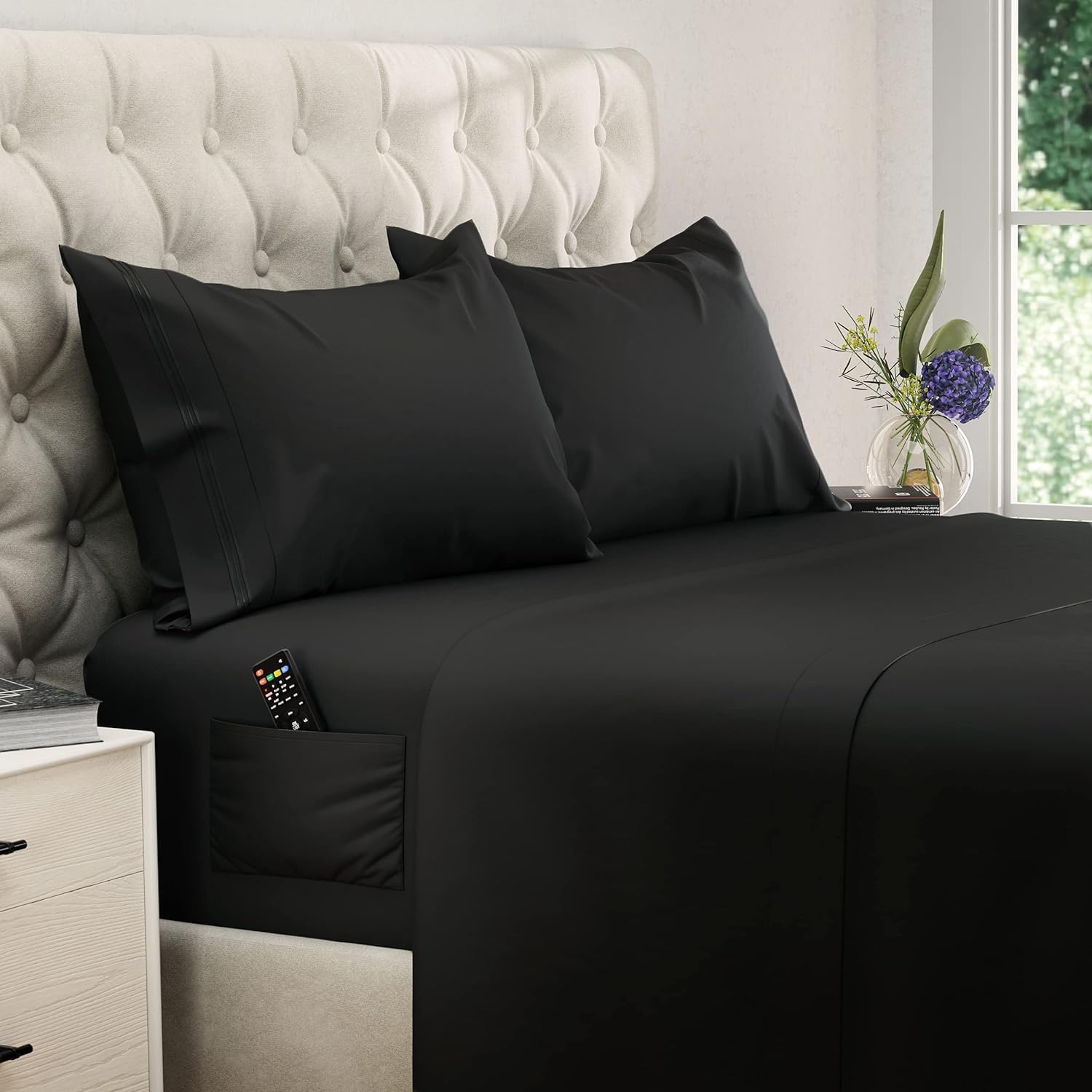 Dreamcare Queen Size Sheets - Cooling Bed Sheets - 4Pcs Set - Up To 15' Deep Pocket Queen Sheet Set - Sheets Queen Size Bed - S