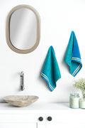 Ddecor  Pack Of 2 Imperial Tile Cotton Reversible 500Gsm Face Towel, Teal Blue/Nvay Blue