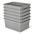 Amazon Basics Decorative BPAFree Plastic Storage Baskets, 9.9 x 7.4 x 4.16 inches, Grey, 6Pack