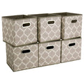 Storage Cubes Bins Fabric 13x13 Inch Brown Storage Boxes Foldable Storage Baskets Printed Cloth Collasible Storage Inserts Cube 