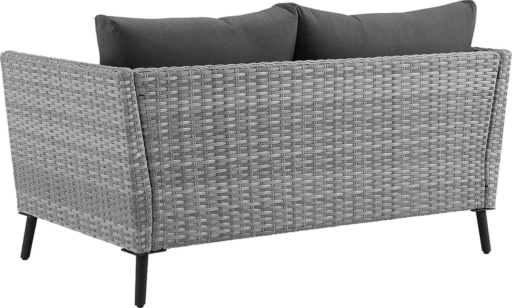 Crosley Furniture Richland 2-Piece Wicker Outdoor Coffee Table and Loveseat Patio Furniture Set for Porch, Gray