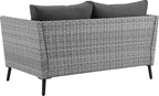 Crosley Furniture Richland 2-Piece Wicker Outdoor Coffee Table and Loveseat Patio Furniture Set for Porch, Gray
