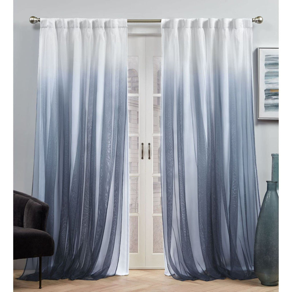 Exclusive Home Crescendo Lined Room Darkening Blackout Hidden Tab Top Curtain Panel Pair, 52''x96'', Indigo, Set of 2